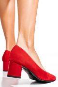 Piros fordított bőr magassarkú cipők 3s7h475