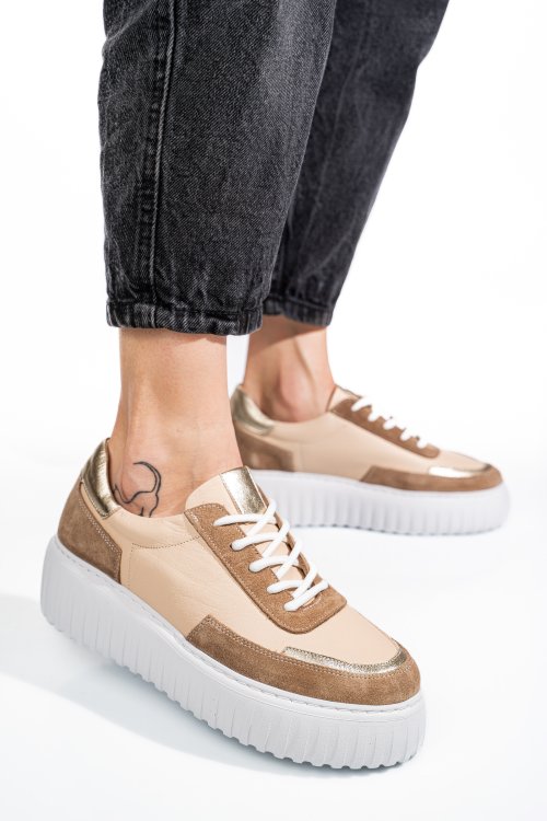 Bézs természetes bőr sport cipők 4s7h228