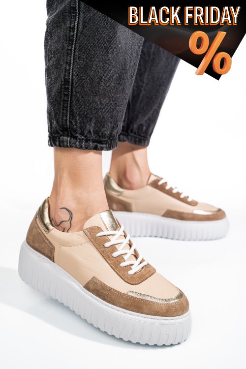 Bézs természetes bőr sport cipők 4s7h228