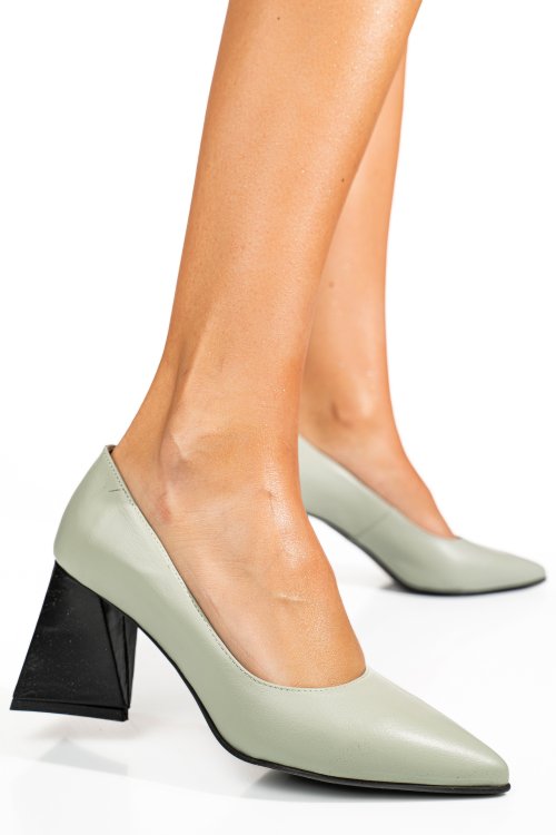 Zöld természetes bőr magassarkú cipők 5s7h725