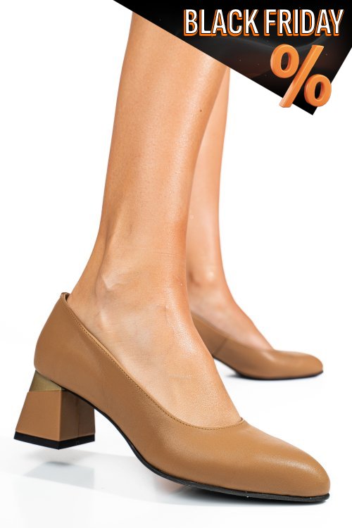 Barna természetes bőr magassarkú cipők 5s7h025