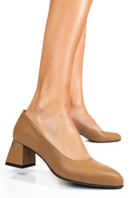 Barna természetes bőr magassarkú cipők 5s7h025