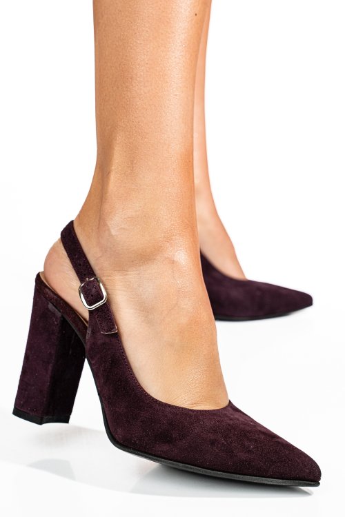 Bordó fordított bőr magassarkú cipők 1s7h950