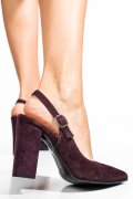 Bordó fordított bőr magassarkú cipők 1s7h950