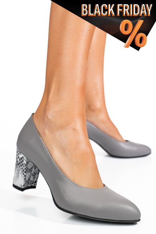 Szürke természetes bőr magassarkú cipők 3s7h015
