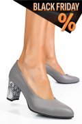 Szürke természetes bőr magassarkú cipők 3s7h015
