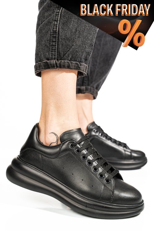 Fekete természetes bőr sport cipők 4s7h421