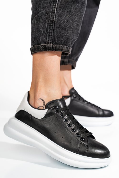 Fekete természetes bőr sport cipők 4s7h421