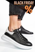 Fekete természetes bőr sport cipők 4s7h421