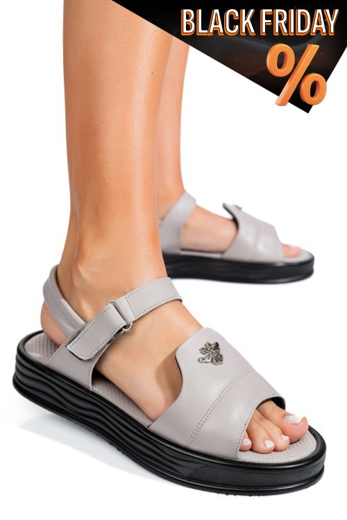 Szürke természetes bőr szandál 4s7h71