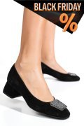 Fekete fordított bőr magassarkú cipők 5s7h300