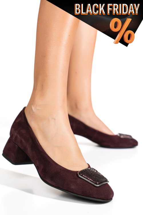 Bordó fordított bőr magassarkú cipők 5s7h300