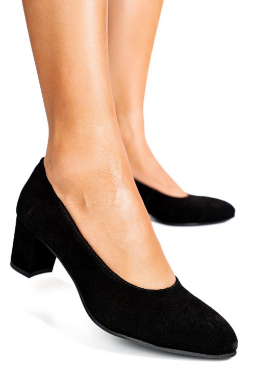 Fekete fordított bőr magassarkú cipők 1s7h400