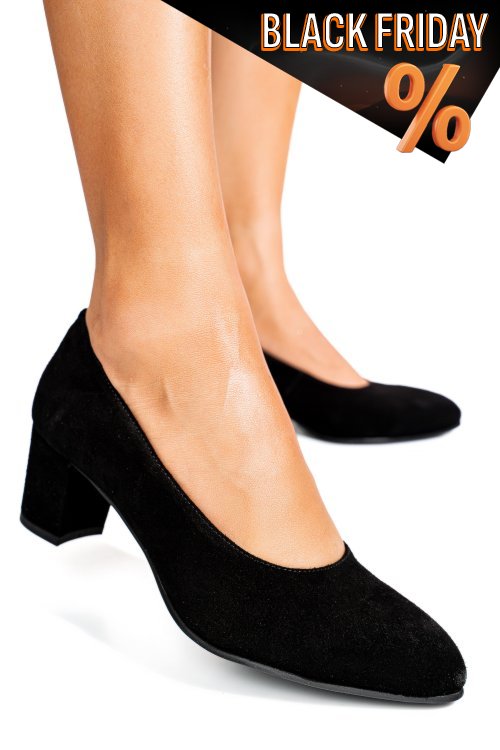 Fekete fordított bőr magassarkú cipők 1s7h400