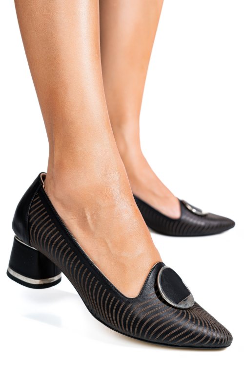 Fekete természetes bőr magassarkú cipők 2s7h418