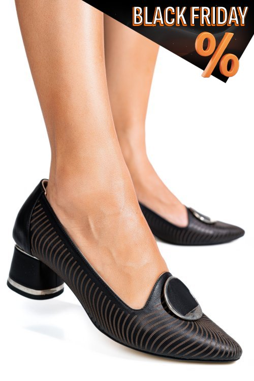 Fekete természetes bőr magassarkú cipők 2s7h418