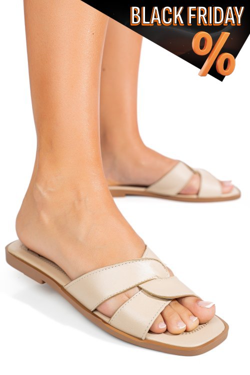 Bézs természetes bőr szandál ks7hzt-006