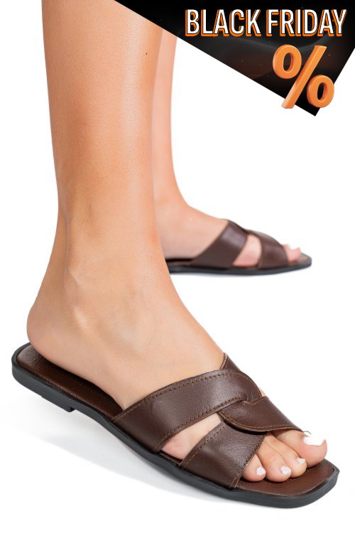 Barna természetes bőr szandál ks7hzt-006