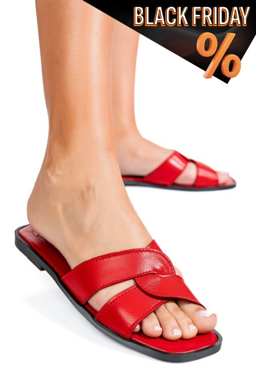 Piros természetes bőr szandál ks7hzt-006