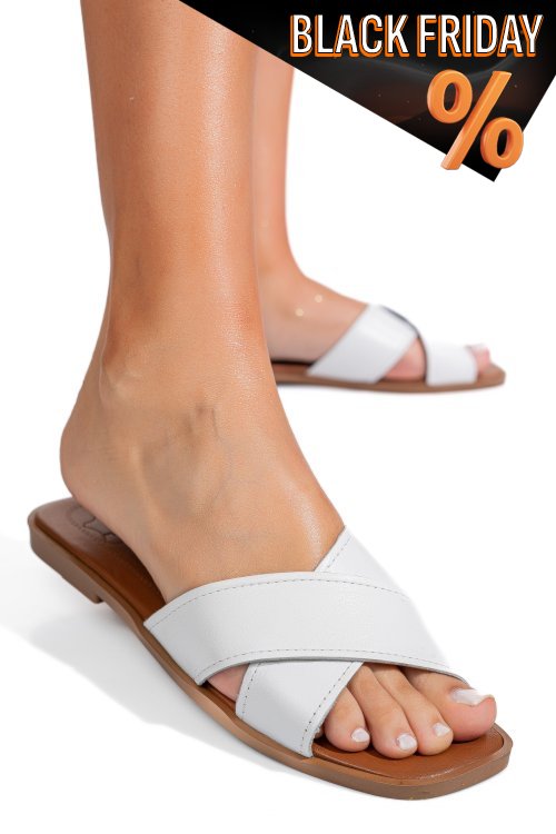 Fehér természetes bőr szandál ks7hzt-005