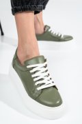 Zöld természetes bőr sport cipők 3s7h001