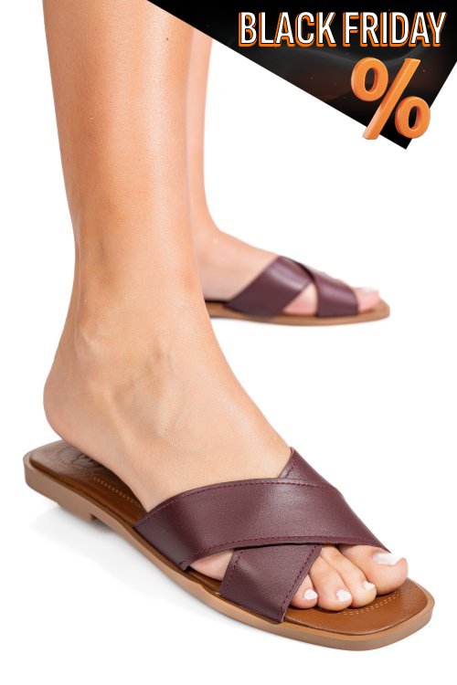 Bordó természetes bőr szandál ks7hzt-005