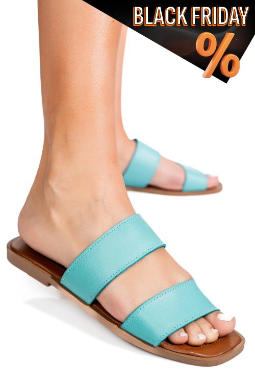 Türkiz természetes bőr papucs ks7hzt-004