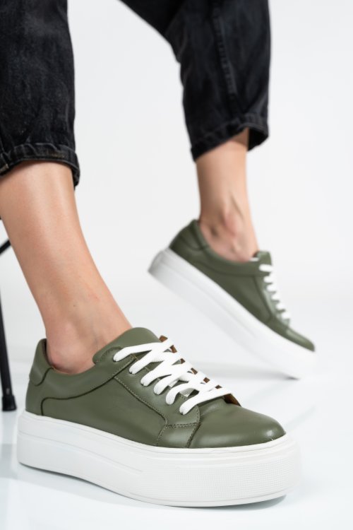 Zöld természetes bőr sport cipők 3s7h001