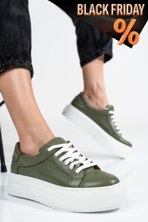 Zöld természetes bőr sport cipők 3s7h001