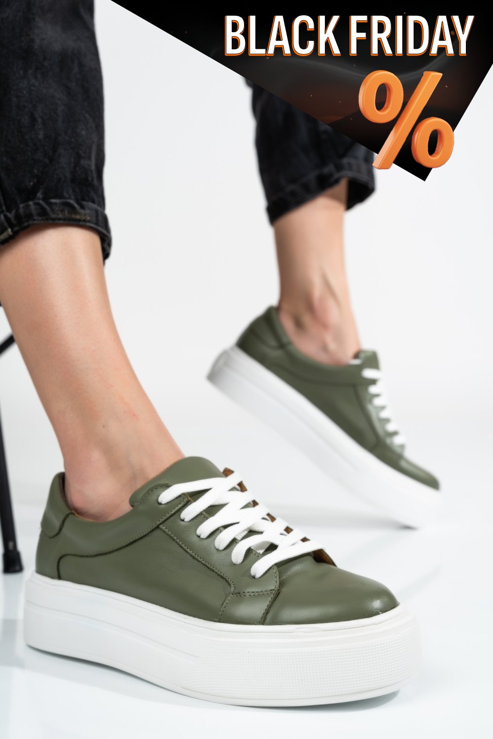 Zöld természetes bőr sport cipők 3s7h001