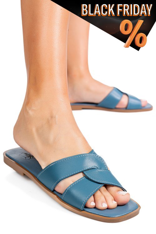 Kék természetes bőr szandál ks7hzt-006