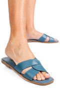 Kék természetes bőr szandál ks7hzt-006