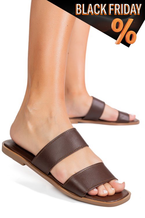 Barna természetes bőr papucs ks7hzt-004