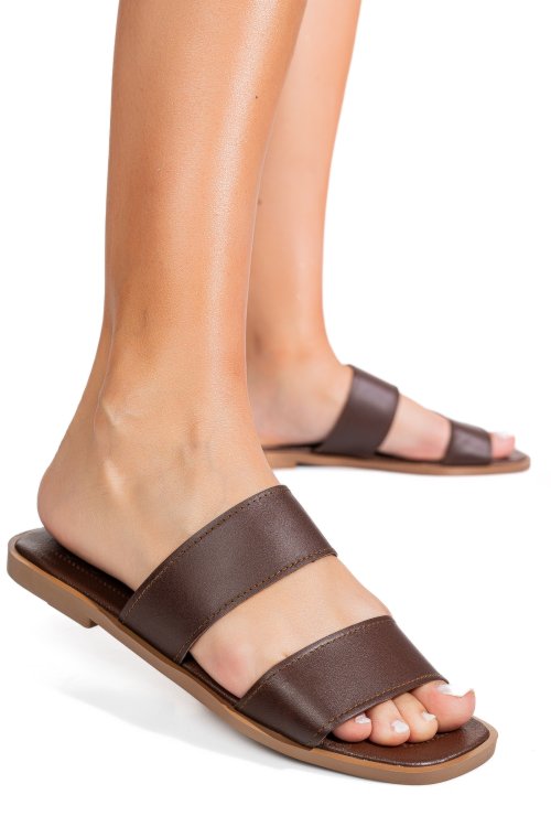 Barna természetes bőr papucs ks7hzt-004