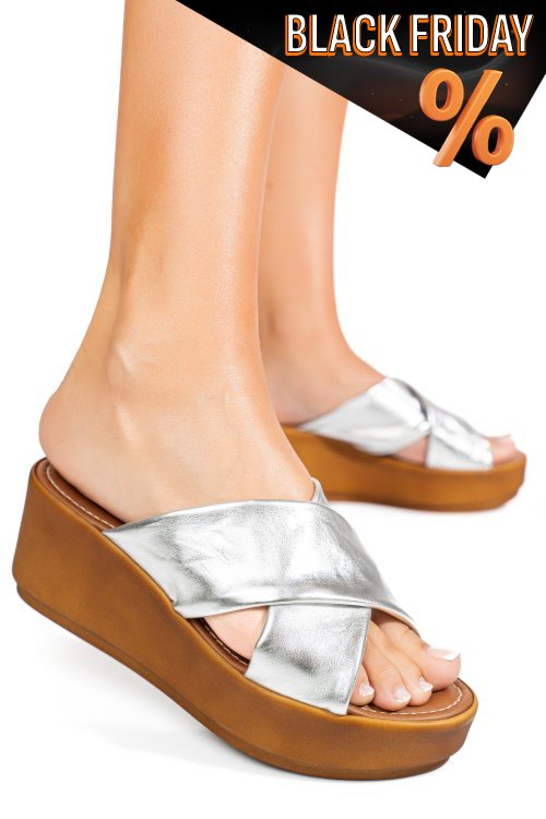 Ezüst természetes bőr szandál gs7henova