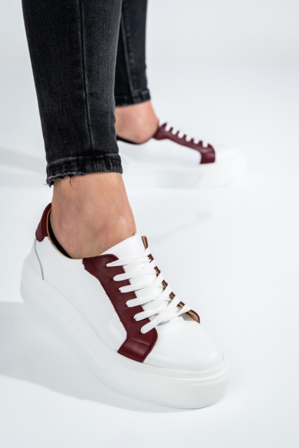 Bordó természetes bőr sport cipők 3s7h001