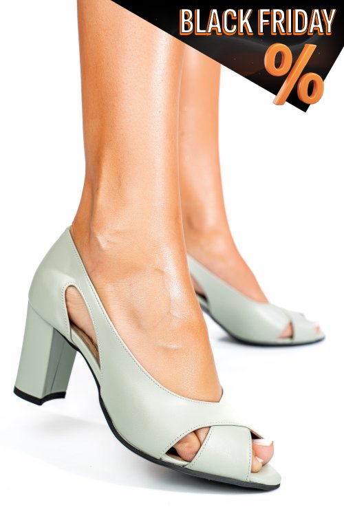 Zöld természetes bőr magassarkú cipők 5s7h742