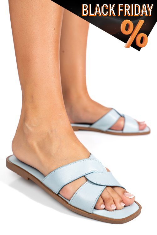 Türkiz természetes bőr papucs ks7hzt-006