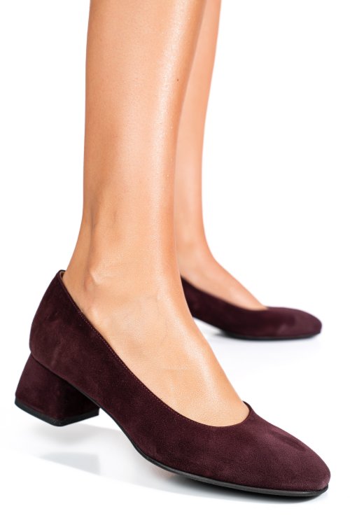 Bordó fordított bőr magassarkú cipők 5s7h545