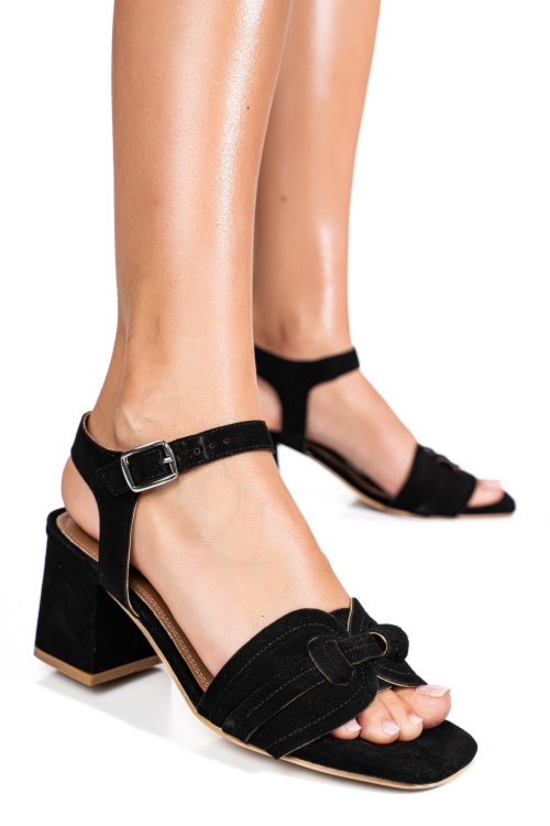 Fekete fordított bőr szandál es7hm-8659