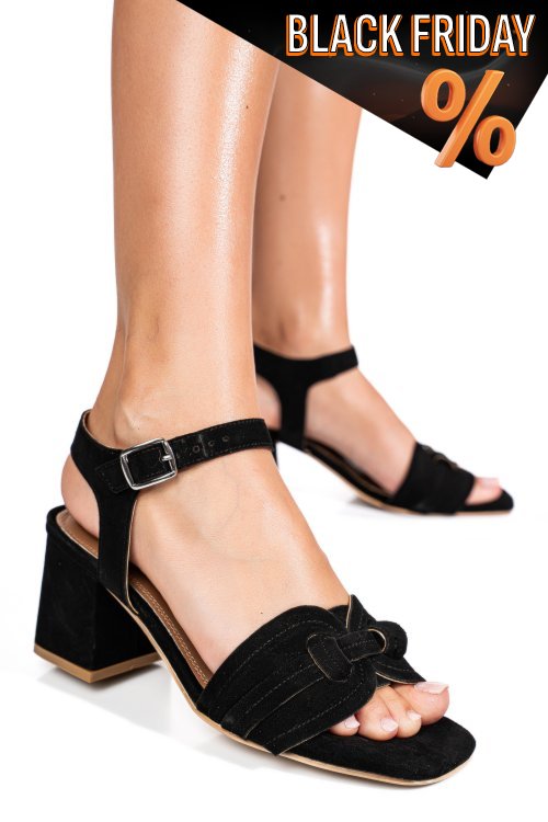 Fekete fordított bőr szandál es7hm-8659