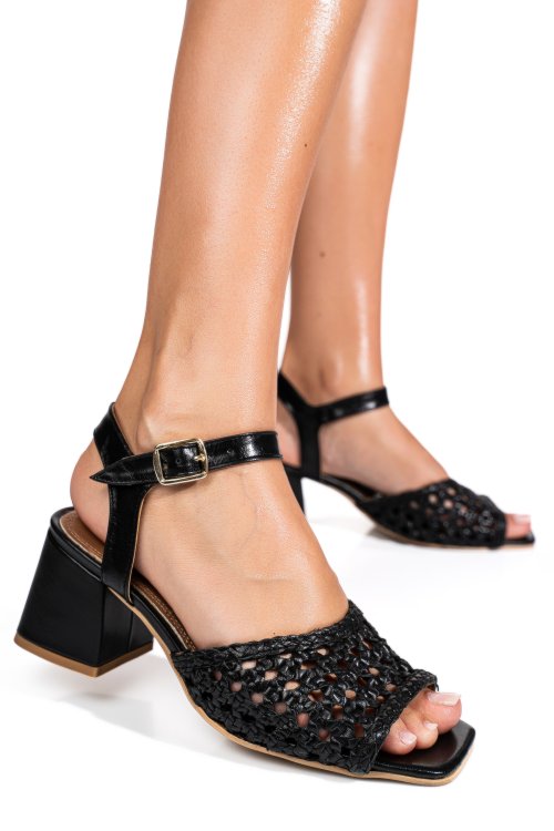 Fekete természetes bőr szandál es7hm-8644