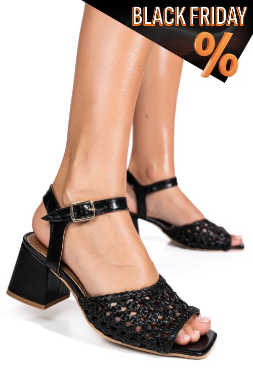 Fekete természetes bőr szandál es7hm-8644