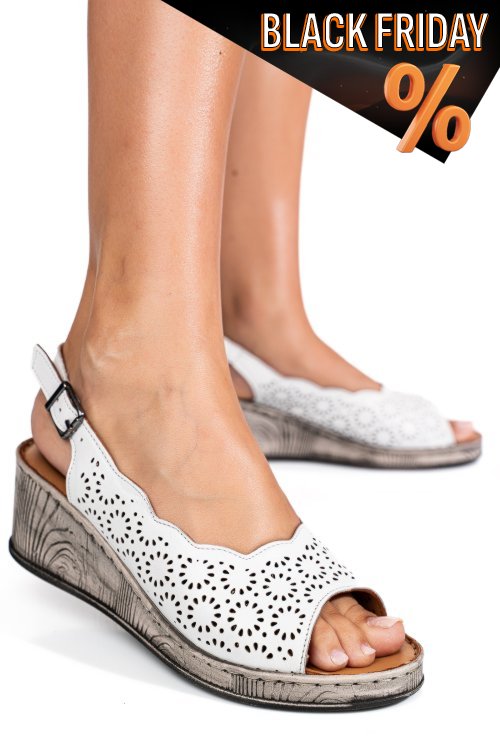 Fehér természetes bőr szandál 6s7h00am