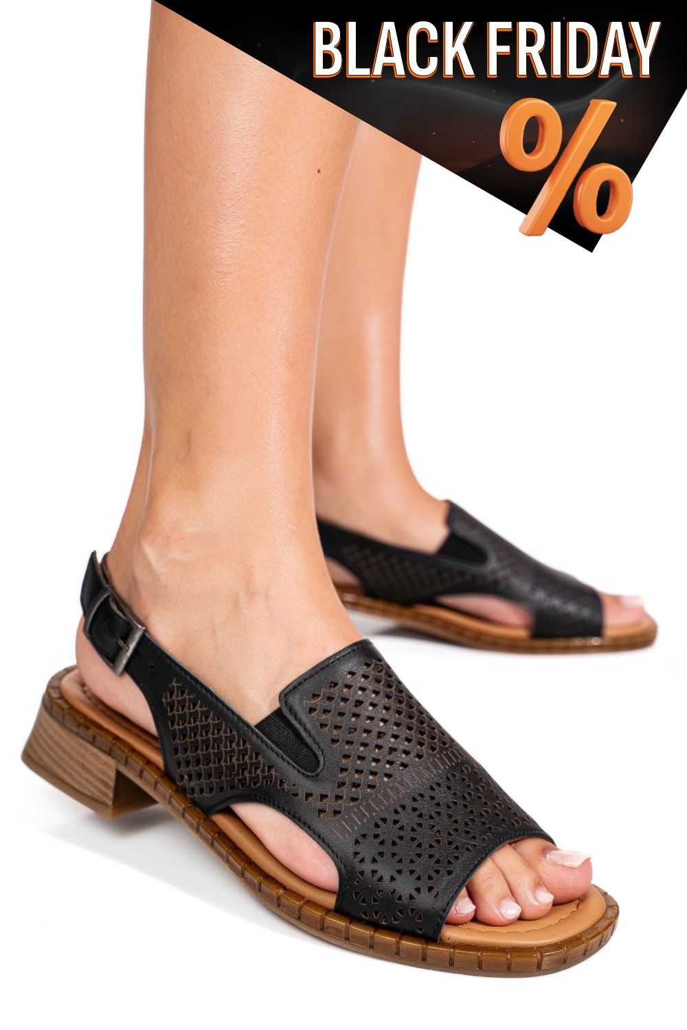 Fekete természetes bőr szandál 5s7h0-320