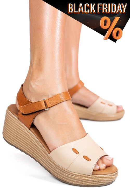 Bézs természetes bőr szandál 1s7h57