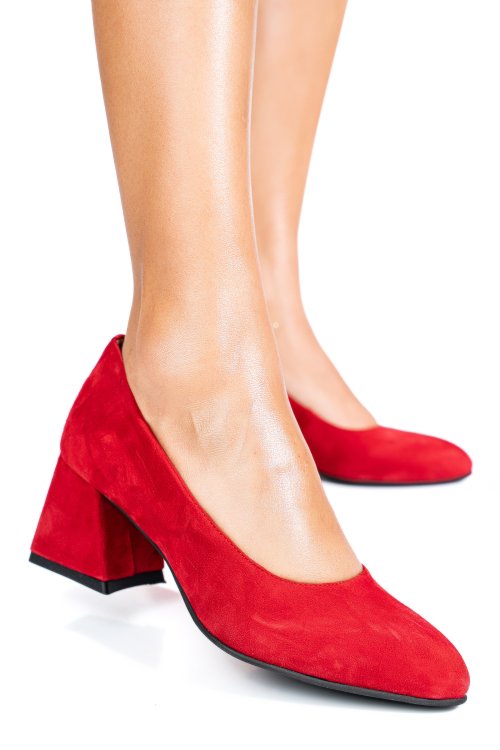 Piros természetes bőr magassarkú cipők 5s7h010