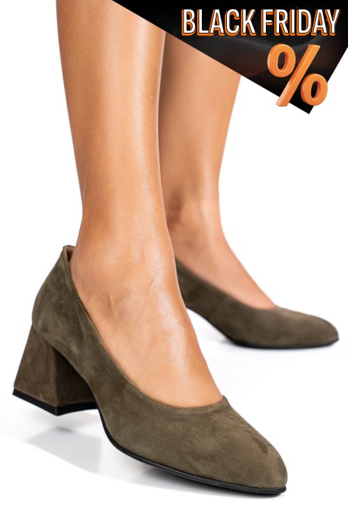 Khaki fordított bőr magassarkú cipők 5s7h006