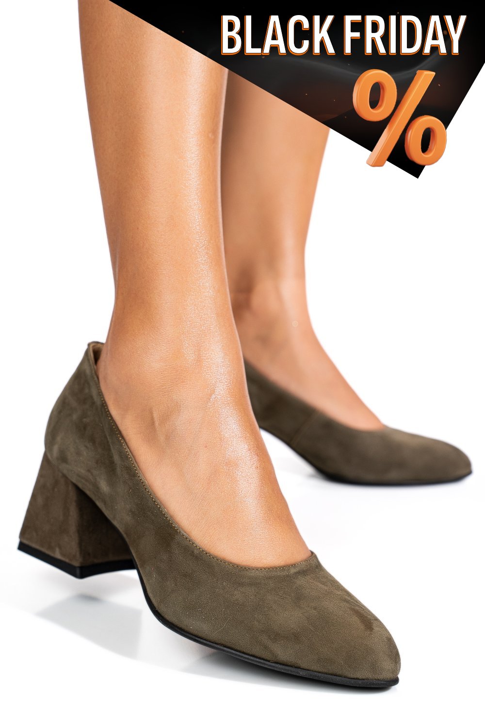 Khaki fordított bőr magassarkú cipők 5s7h006