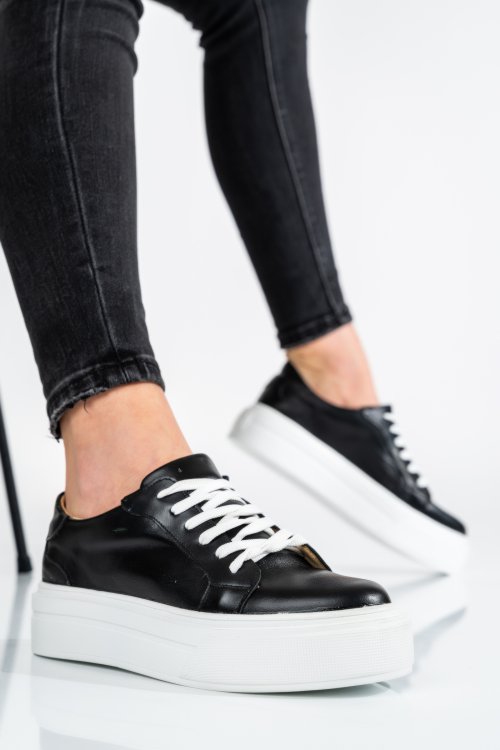 Fekete természetes bőr sport cipők 3s7h000